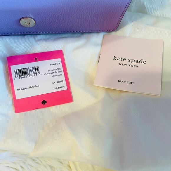 NWT Kate Spade Sylvia Graphic clover appliqué chain wallet - Picture 5 of 8